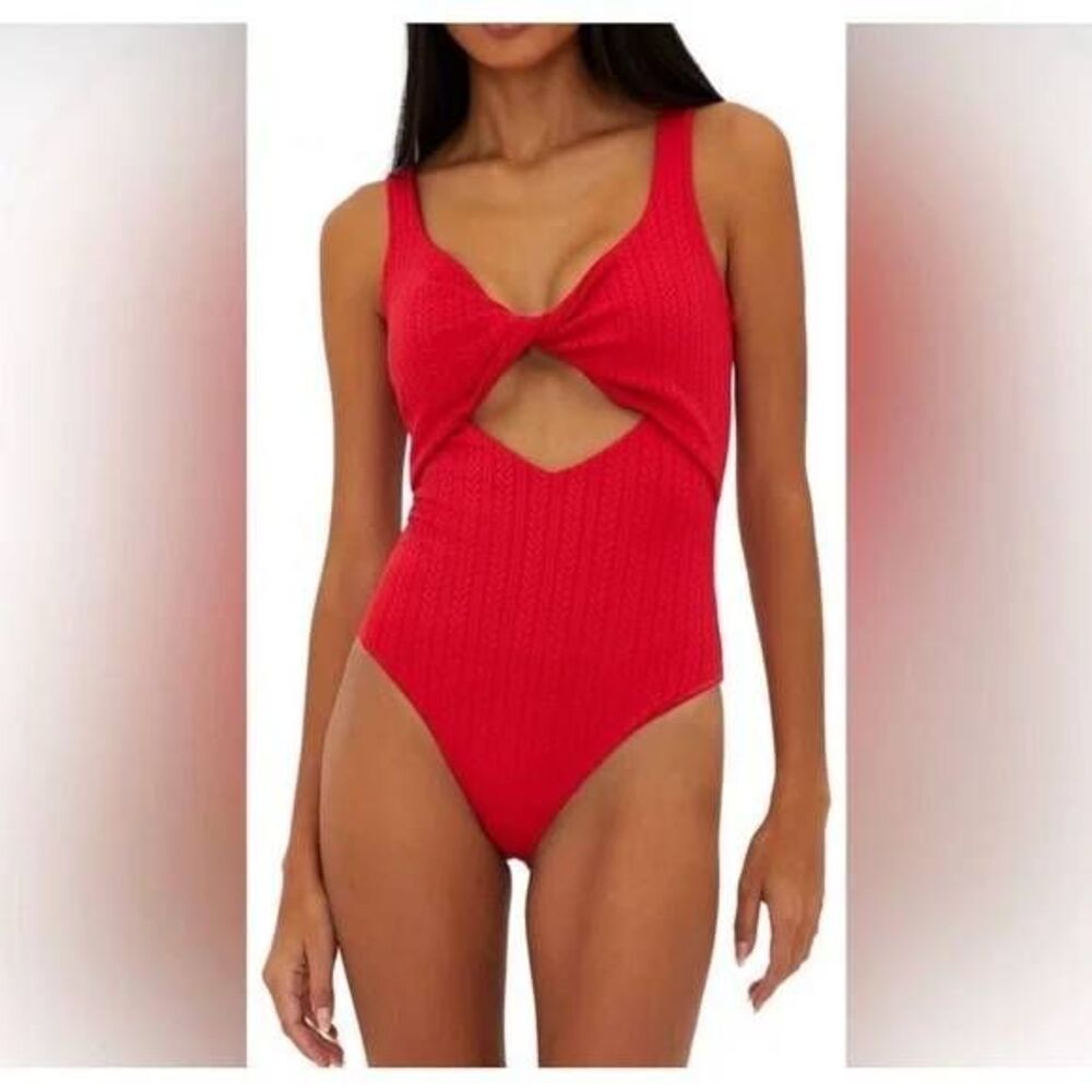 Beach Riot Tyler Textured One Piece Red Swimsuit NWOT